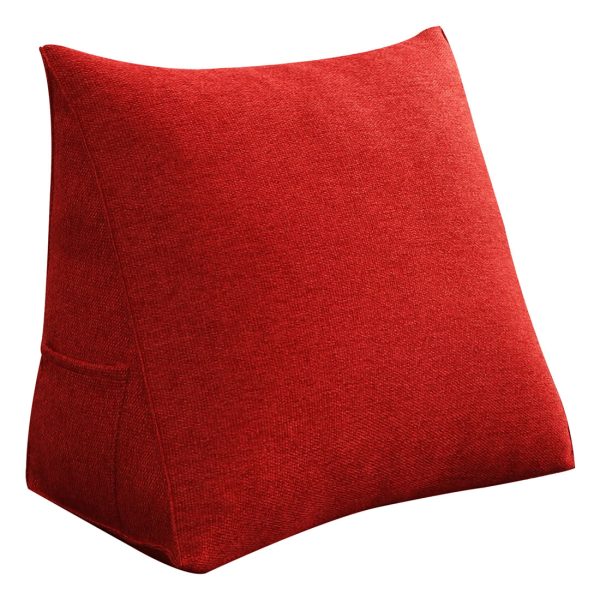 Triangular Reading Pillow Large Bolster Headboard Backrest Positioning Support Wedge Pillow for Day Bed Bunk Bed with Removable Cover (Linen Blend fabric, Red) - Image 11