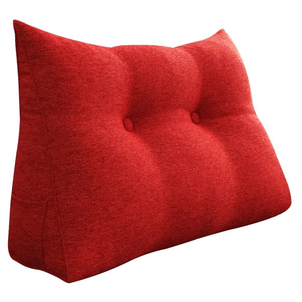 Triangular Reading Pillow Large Bolster Headboard Backrest Positioning Support Wedge Pillow for Day Bed Bunk Bed with Removable Cover (Linen Blend fabric, Red) - Image 12