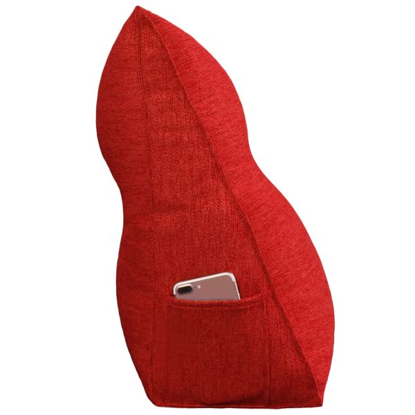 Triangular Reading Pillow Large Bolster Headboard Backrest Positioning Support Wedge Pillow for Day Bed Bunk Bed with Removable Cover (Linen Blend fabric, Red) - Image 6