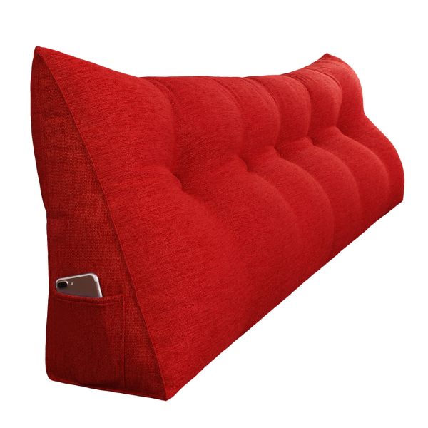 Triangular Reading Pillow Large Bolster Headboard Backrest Positioning Support Wedge Pillow for Day Bed Bunk Bed with Removable Cover (Linen Blend fabric, Red) - Image 15