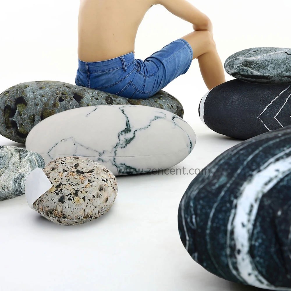 Rounuo Large Stuffed Rocks Stone Pebble Living Pillows Floor Cushions Home  Decoration Throw Pillows White Marble 7pcs