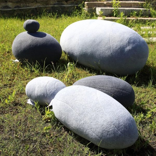 Huge Rock Pillows Living Stones Pillows Living Pillows Pebble Pillows PRE-FILLED Christmas Present ( Max Size Light Gray ) - Image 5