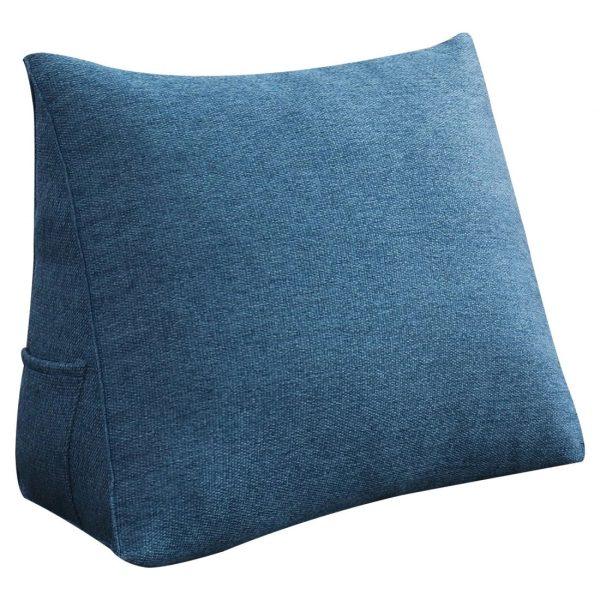 Triangular Reading Pillow Large Bolster Headboard Backrest Positioning Support Wedge Pillow for Day Bed Bunk Bed with Removable Cover (Linen Blend fabric, Blue) - Image 12