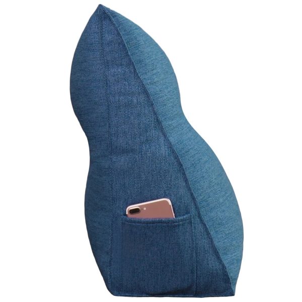 Triangular Reading Pillow Large Bolster Headboard Backrest Positioning Support Wedge Pillow for Day Bed Bunk Bed with Removable Cover (Linen Blend fabric, Blue) - Image 13
