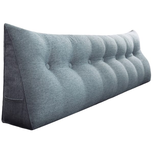 Triangular Reading Pillow Large Bolster Headboard Backrest Positioning Support Wedge Pillow for Day Bed Bunk Bed with Removable Cover (Linen Blend fabric, Gray) - Image 7