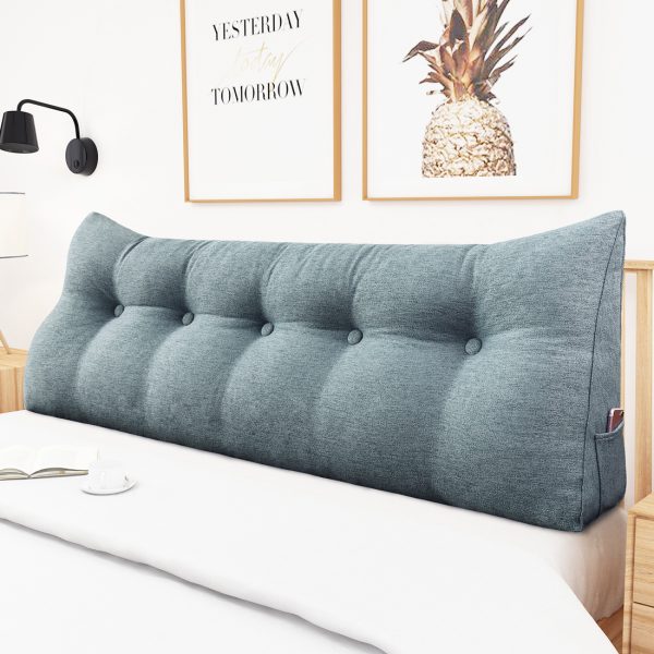 Triangular Reading Pillow Large Bolster Headboard Backrest Positioning Support Wedge Pillow for Day Bed Bunk Bed with Removable Cover (Linen Blend fabric, Gray) - Image 8