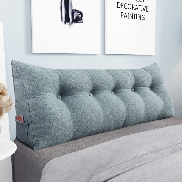Triangular Reading Pillow Large Bolster Headboard Backrest Positioning Support Wedge Pillow for Day Bed Bunk Bed with Removable Cover (Linen Blend fabric, Gray) - Image 10