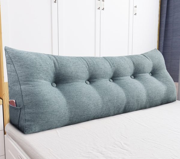Triangular Reading Pillow Large Bolster Headboard Backrest Positioning Support Wedge Pillow for Day Bed Bunk Bed with Removable Cover (Linen Blend fabric, Gray) - Image 11