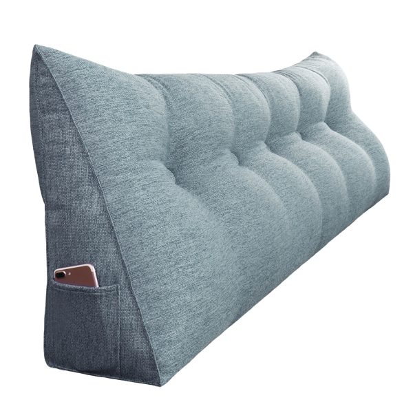 Triangular Reading Pillow Large Bolster Headboard Backrest Positioning Support Wedge Pillow for Day Bed Bunk Bed with Removable Cover (Linen Blend fabric, Gray) - Image 13