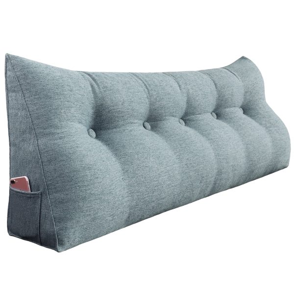 Triangular Reading Pillow Large Bolster Headboard Backrest Positioning Support Wedge Pillow for Day Bed Bunk Bed with Removable Cover (Linen Blend fabric, Gray) - Image 14