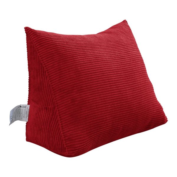Triangular Reading Pillow Large Bolster Headboard Backrest Positioning Support Wedge Pillow for Day Bed Bunk Bed with Removable Cover (Corduroy fabric, Red) - Image 15