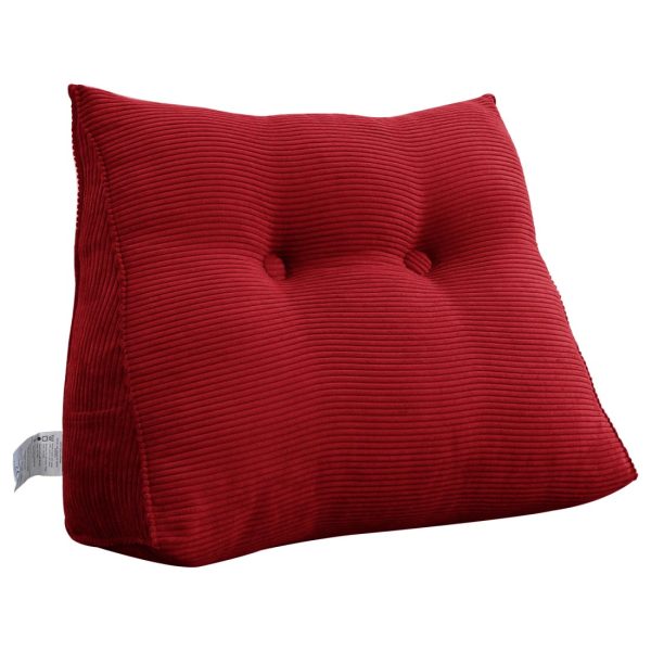 Triangular Reading Pillow Large Bolster Headboard Backrest Positioning Support Wedge Pillow for Day Bed Bunk Bed with Removable Cover (Corduroy fabric, Red) - Image 16