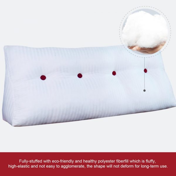 Triangular Reading Pillow Large Bolster Headboard Backrest Positioning Support Wedge Pillow for Day Bed Bunk Bed with Removable Cover (Corduroy fabric, Red) - Image 13