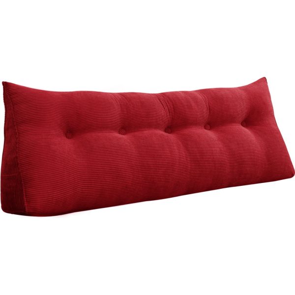 Triangular Reading Pillow Large Bolster Headboard Backrest Positioning Support Wedge Pillow for Day Bed Bunk Bed with Removable Cover (Corduroy fabric, Red) - Image 18