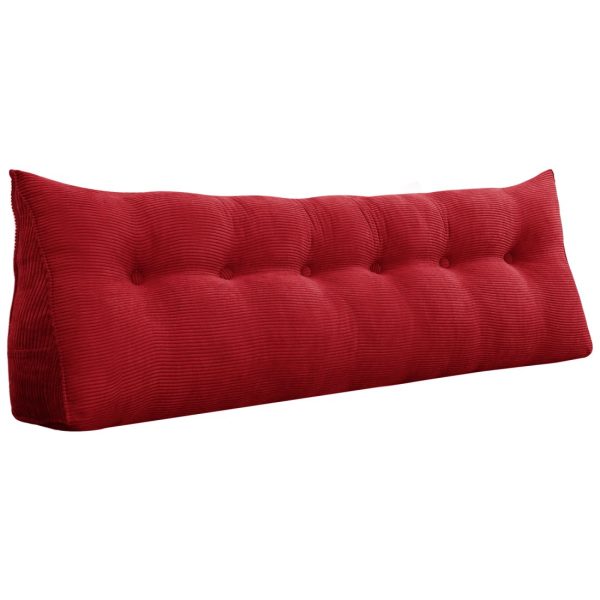Triangular Reading Pillow Large Bolster Headboard Backrest Positioning Support Wedge Pillow for Day Bed Bunk Bed with Removable Cover (Corduroy fabric, Red) - Image 19