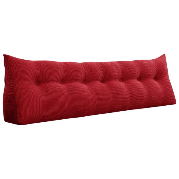 Triangular Reading Pillow Large Bolster Headboard Backrest Positioning Support Wedge Pillow for Day Bed Bunk Bed with Removable Cover (Corduroy fabric, Red) - Image 20
