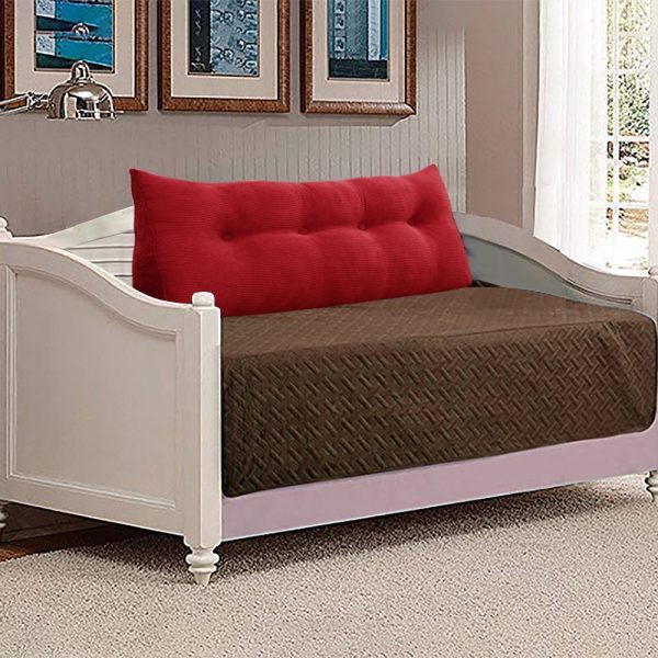 Triangular Reading Pillow Large Bolster Headboard Backrest Positioning Support Wedge Pillow for Day Bed Bunk Bed with Removable Cover (Corduroy fabric, Red) - Image 5