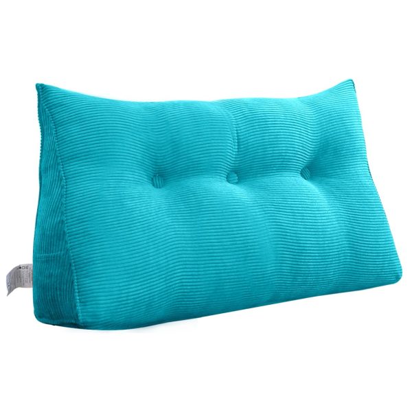 Triangular Reading Pillow Large Bolster Headboard Backrest Positioning Support Wedge Pillow for Day Bed Bunk Bed with Removable Cover (Corduroy fabric, Sky Blue) - Image 17