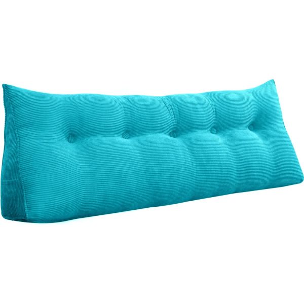 Triangular Reading Pillow Large Bolster Headboard Backrest Positioning Support Wedge Pillow for Day Bed Bunk Bed with Removable Cover (Corduroy fabric, Sky Blue) - Image 18