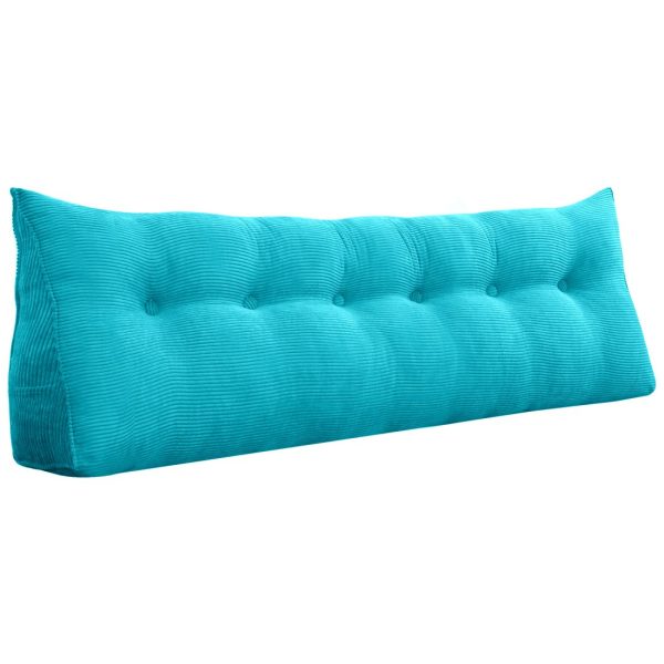 Triangular Reading Pillow Large Bolster Headboard Backrest Positioning Support Wedge Pillow for Day Bed Bunk Bed with Removable Cover (Corduroy fabric, Sky Blue) - Image 19