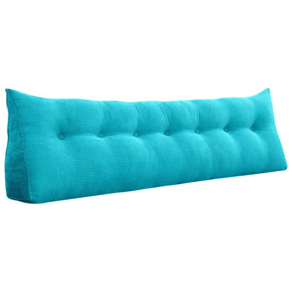 Triangular Reading Pillow Large Bolster Headboard Backrest Positioning Support Wedge Pillow for Day Bed Bunk Bed with Removable Cover (Corduroy fabric, Sky Blue) - Image 20