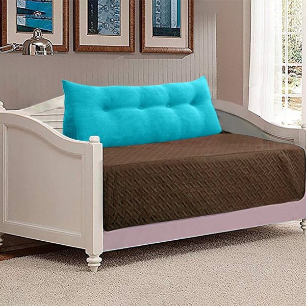 Triangular Reading Pillow Large Bolster Headboard Backrest Positioning Support Wedge Pillow for Day Bed Bunk Bed with Removable Cover (Corduroy fabric, Sky Blue) - Image 5