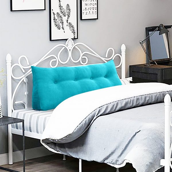 Triangular Reading Pillow Large Bolster Headboard Backrest Positioning Support Wedge Pillow for Day Bed Bunk Bed with Removable Cover (Corduroy fabric, Sky Blue) - Image 4