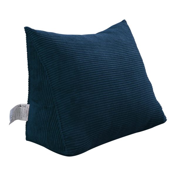 Triangular Reading Pillow Large Bolster Headboard Backrest Positioning Support Wedge Pillow for Day Bed Bunk Bed with Removable Cover (Corduroy fabric, Navy) - Image 15
