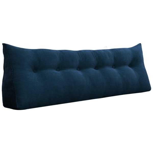 Triangular Reading Pillow Large Bolster Headboard Backrest Positioning Support Wedge Pillow for Day Bed Bunk Bed with Removable Cover (Corduroy fabric, Navy) - Image 19