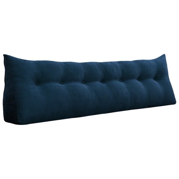 Triangular Reading Pillow Large Bolster Headboard Backrest Positioning Support Wedge Pillow for Day Bed Bunk Bed with Removable Cover (Corduroy fabric, Navy) - Image 20
