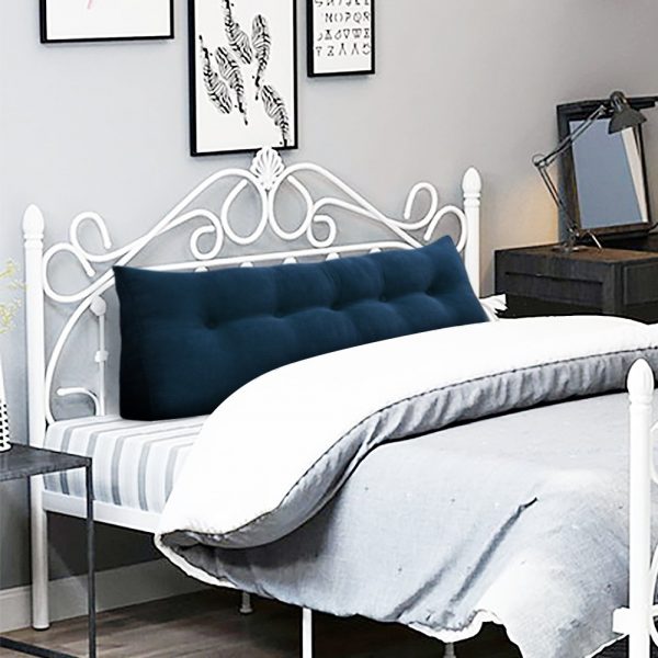 Triangular Reading Pillow Large Bolster Headboard Backrest Positioning Support Wedge Pillow for Day Bed Bunk Bed with Removable Cover (Corduroy fabric, Navy) - Image 4