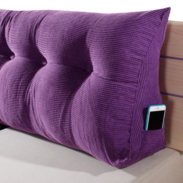 Triangular Reading Pillow Large Bolster Headboard Backrest Positioning Support Wedge Pillow for Day Bed Bunk Bed with Removable Cover (Corduroy fabric, Purple) - Image 9