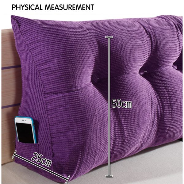 Triangular Reading Pillow Large Bolster Headboard Backrest Positioning Support Wedge Pillow for Day Bed Bunk Bed with Removable Cover (Corduroy fabric, Purple) - Image 14