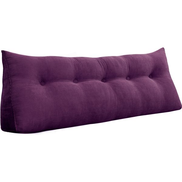 Triangular Reading Pillow Large Bolster Headboard Backrest Positioning Support Wedge Pillow for Day Bed Bunk Bed with Removable Cover (Corduroy fabric, Purple) - Image 22