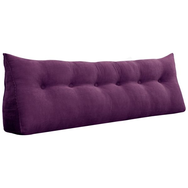 Triangular Reading Pillow Large Bolster Headboard Backrest Positioning Support Wedge Pillow for Day Bed Bunk Bed with Removable Cover (Corduroy fabric, Purple) - Image 23