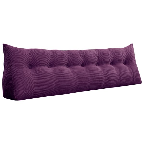 Triangular Reading Pillow Large Bolster Headboard Backrest Positioning Support Wedge Pillow for Day Bed Bunk Bed with Removable Cover (Corduroy fabric, Purple) - Image 24