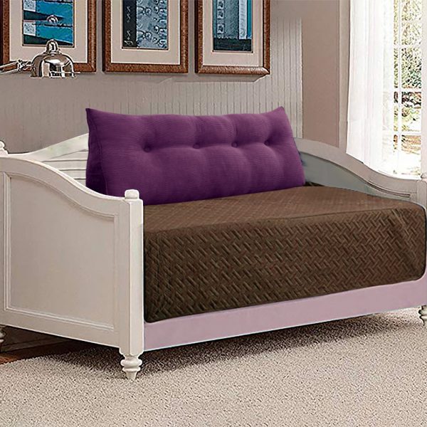 Triangular Reading Pillow Large Bolster Headboard Backrest Positioning Support Wedge Pillow for Day Bed Bunk Bed with Removable Cover (Corduroy fabric, Purple) - Image 5