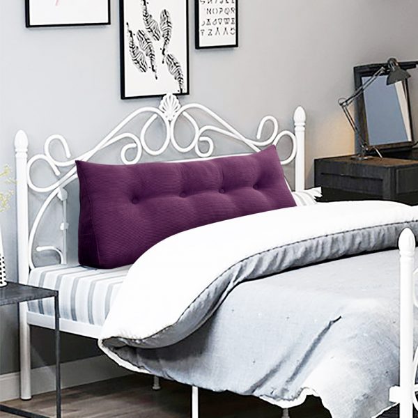 Triangular Reading Pillow Large Bolster Headboard Backrest Positioning Support Wedge Pillow for Day Bed Bunk Bed with Removable Cover (Corduroy fabric, Purple) - Image 4