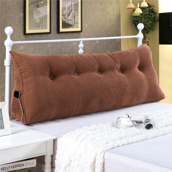 Triangular Reading Pillow Large Bolster Headboard Backrest Positioning Support Wedge Pillow for Day Bed Bunk Bed with Removable Cover (Corduroy fabric, Coffee) - Image 2