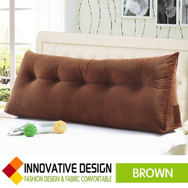 Triangular Reading Pillow Large Bolster Headboard Backrest Positioning Support Wedge Pillow for Day Bed Bunk Bed with Removable Cover (Corduroy fabric, Coffee) - Image 9
