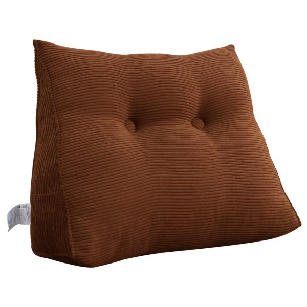Triangular Reading Pillow Large Bolster Headboard Backrest Positioning Support Wedge Pillow for Day Bed Bunk Bed with Removable Cover (Corduroy fabric, Coffee) - Image 15