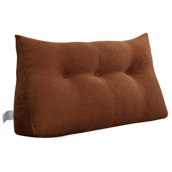 Triangular Reading Pillow Large Bolster Headboard Backrest Positioning Support Wedge Pillow for Day Bed Bunk Bed with Removable Cover (Corduroy fabric, Coffee) - Image 16