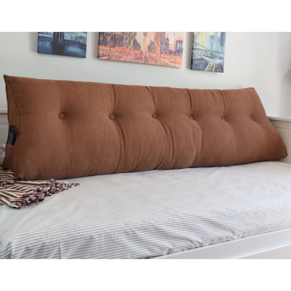 Triangular Reading Pillow Large Bolster Headboard Backrest Positioning Support Wedge Pillow for Day Bed Bunk Bed with Removable Cover (Corduroy fabric, Coffee) - Image 10