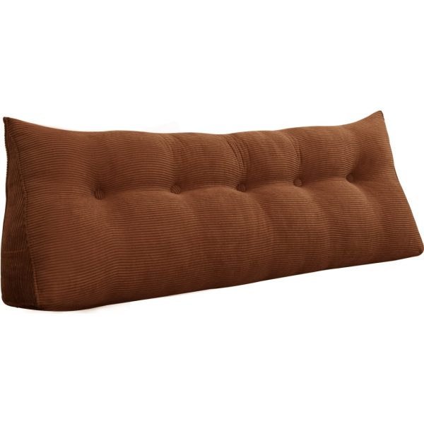 Triangular Reading Pillow Large Bolster Headboard Backrest Positioning Support Wedge Pillow for Day Bed Bunk Bed with Removable Cover (Corduroy fabric, Coffee) - Image 17