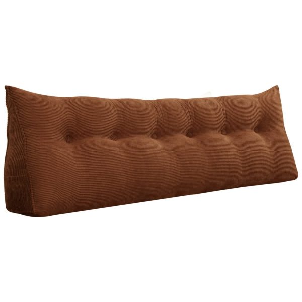 Triangular Reading Pillow Large Bolster Headboard Backrest Positioning Support Wedge Pillow for Day Bed Bunk Bed with Removable Cover (Corduroy fabric, Coffee) - Image 18
