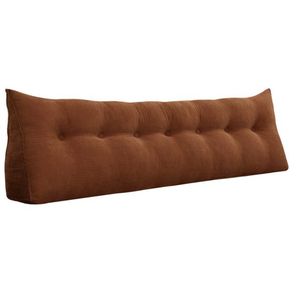 Triangular Reading Pillow Large Bolster Headboard Backrest Positioning Support Wedge Pillow for Day Bed Bunk Bed with Removable Cover (Corduroy fabric, Coffee) - Image 19