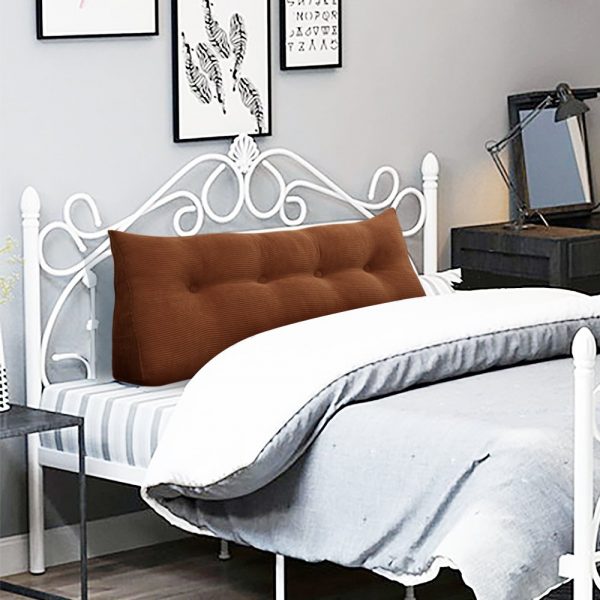 Triangular Reading Pillow Large Bolster Headboard Backrest Positioning Support Wedge Pillow for Day Bed Bunk Bed with Removable Cover (Corduroy fabric, Coffee) - Image 4