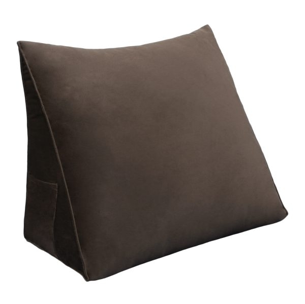 Triangular Reading Pillow Large Bolster Headboard Backrest Positioning Support Wedge Pillow for Day Bed Bunk Bed with Removable Cover (Velvet fabric, Coffe) - Image 13