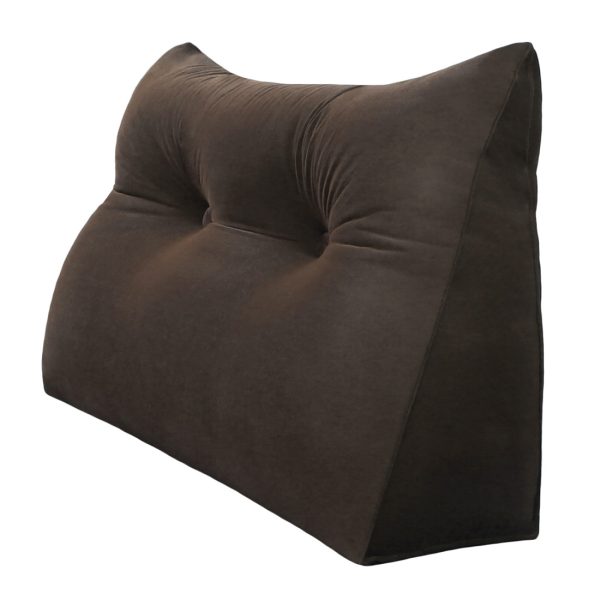 Triangular Reading Pillow Large Bolster Headboard Backrest Positioning Support Wedge Pillow for Day Bed Bunk Bed with Removable Cover (Velvet fabric, Coffe) - Image 14