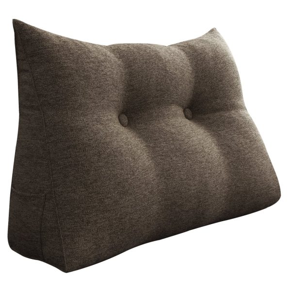 Triangular Reading Pillow Large Bolster Headboard Backrest Positioning Support Wedge Pillow for Day Bed Bunk Bed with Removable Cover (Linen Blend fabric, Coffee) - Image 13